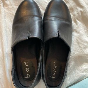 Boc black leather slip on shoes